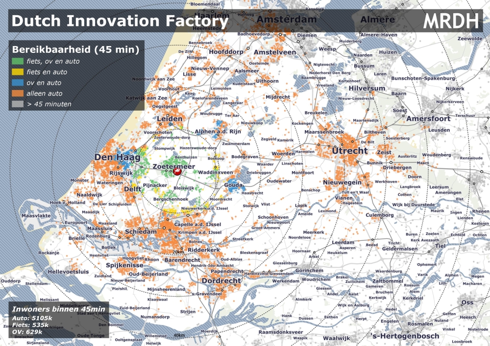 Bereikbaarheidskaart van de Dutch Innovation Factory