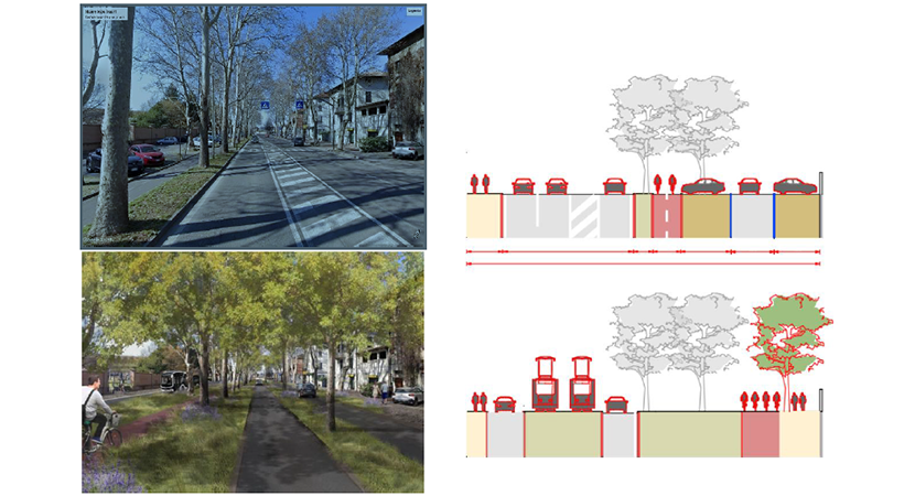 Before and after visualization of Viale Piave